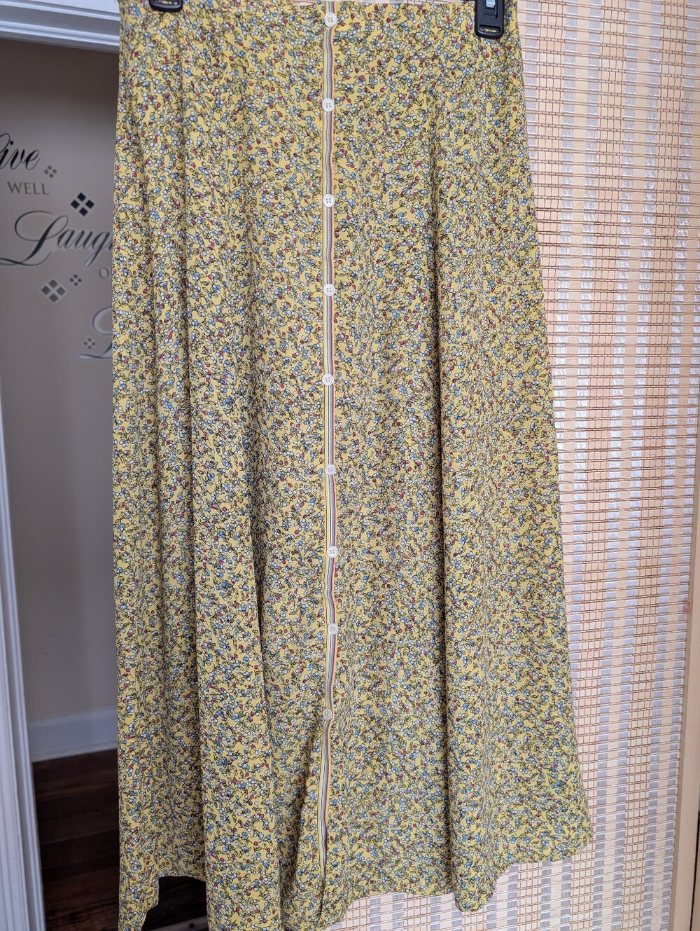 Max Studio Yellow Floral Maxi Skirt with Front Buttons